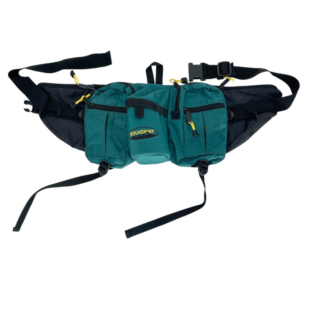 Stansport Hiking Fanny Pack Waist‎ Bag Multi Pocket Bottle Holder Green Black